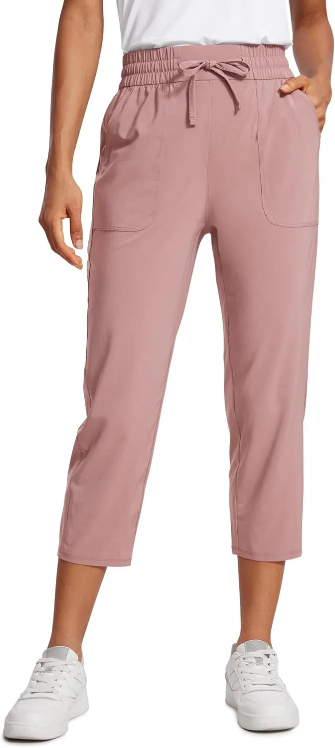 CRZ YOGA Lightweight Capri for Women 23" Cropped Casual Lounge Work Athletic Travel Pants with Pockets Quick Dry Summer
