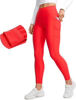 CRZ YOGA Thermal Fleece Lined Leggings Women 25'' - High Waisted Winter Workout Hiking Pants with Pockets Warm Running Tights