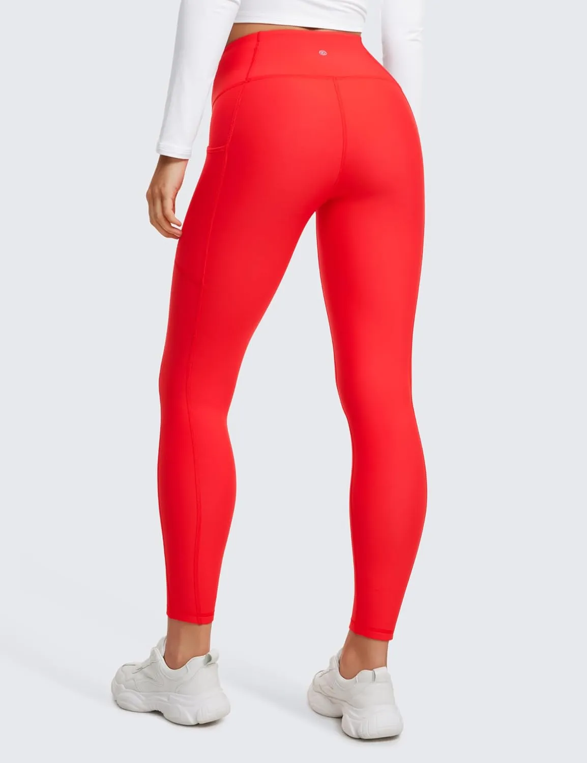 CRZ YOGA Thermal Fleece Lined Leggings Women 25'' - High Waisted Winter Workout Hiking Pants with Pockets Warm Running Tights