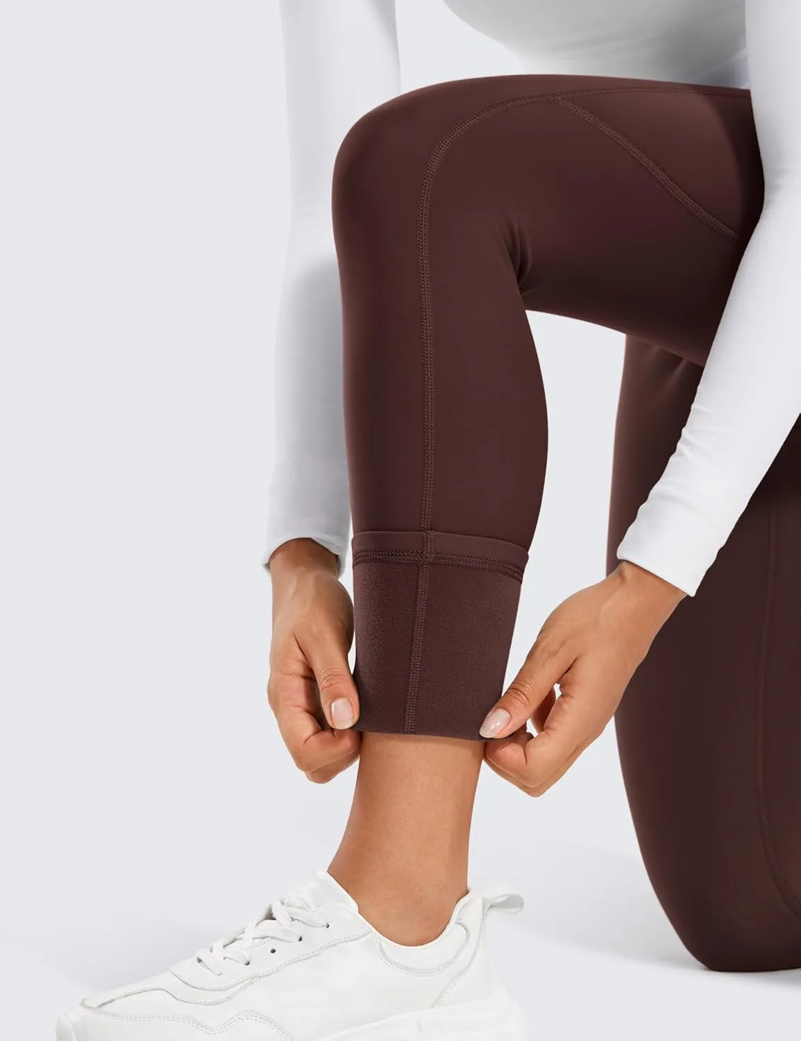 CRZ YOGA Thermal Fleece Lined Leggings Women 28'' - Winter Warm High Waisted Hiking Pants with Pockets Workout Running Tights