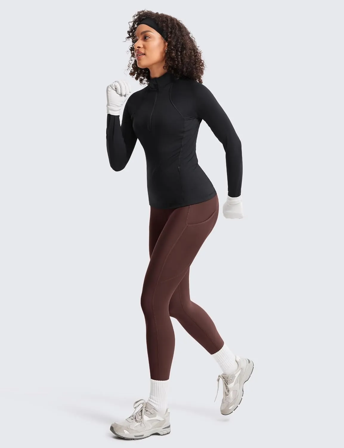 CRZ YOGA Thermal Fleece Lined Leggings Women 28'' - Winter Warm High Waisted Hiking Pants with Pockets Workout Running Tights