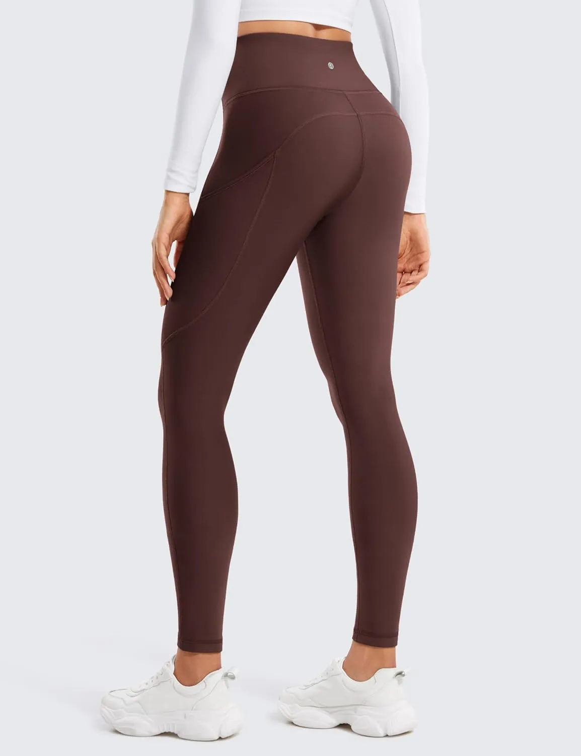 CRZ YOGA Thermal Fleece Lined Leggings Women 28'' - Winter Warm High Waisted Hiking Pants with Pockets Workout Running Tights