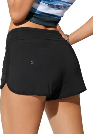 CRZ YOGA Womens 3'' Swim Board Shorts High Waisted Quick Dry Beach Swimwear Bottoms Bathing Trunks with Liner