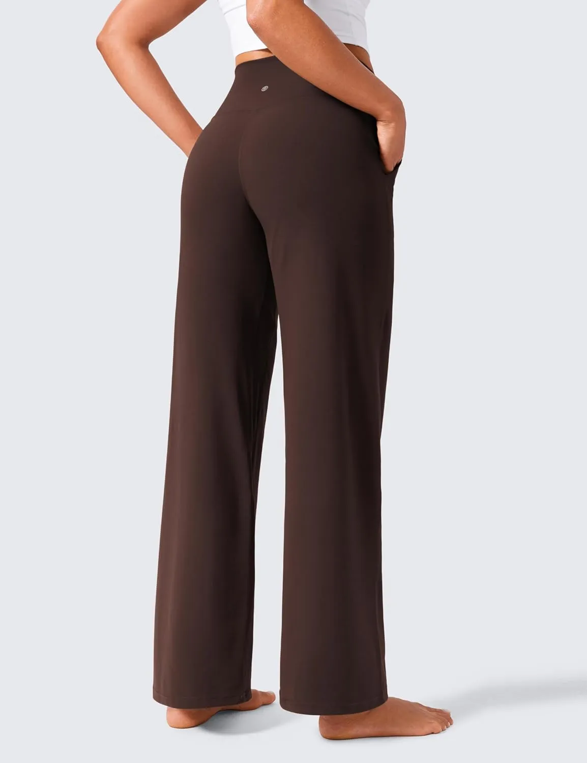 CRZ YOGA Womens Butterlift High Waisted Wide Leg Pants with Pockets 29"/31"/33" - Yoga Lounge Buttery Soft Comfy Casual