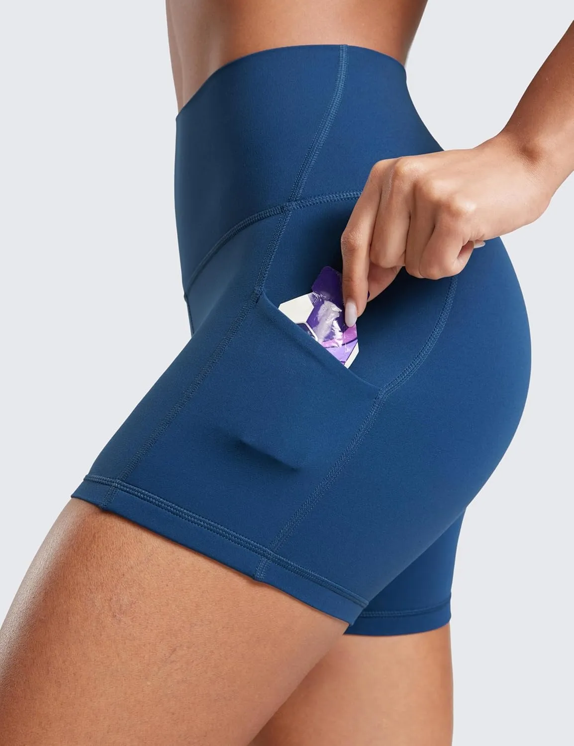 CRZ YOGA Womens Butterluxe Biker Shorts with Pockets 3 Inches - High Waisted Volleyball Workout Athletic Yoga