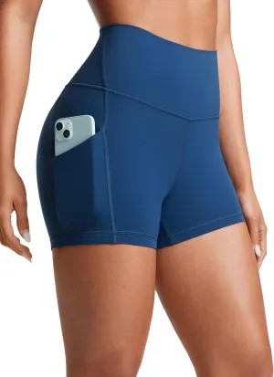CRZ YOGA Womens Butterluxe Biker Shorts with Pockets 3 Inches - High Waisted Volleyball Workout Athletic Yoga