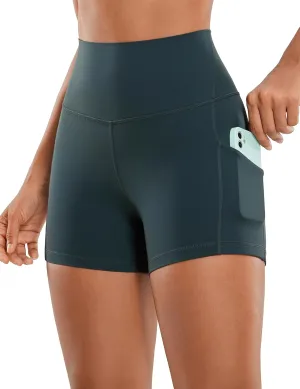 CRZ YOGA Womens Butterluxe Biker Shorts with Pockets 3 Inches - High Waisted Volleyball Workout Athletic Yoga
