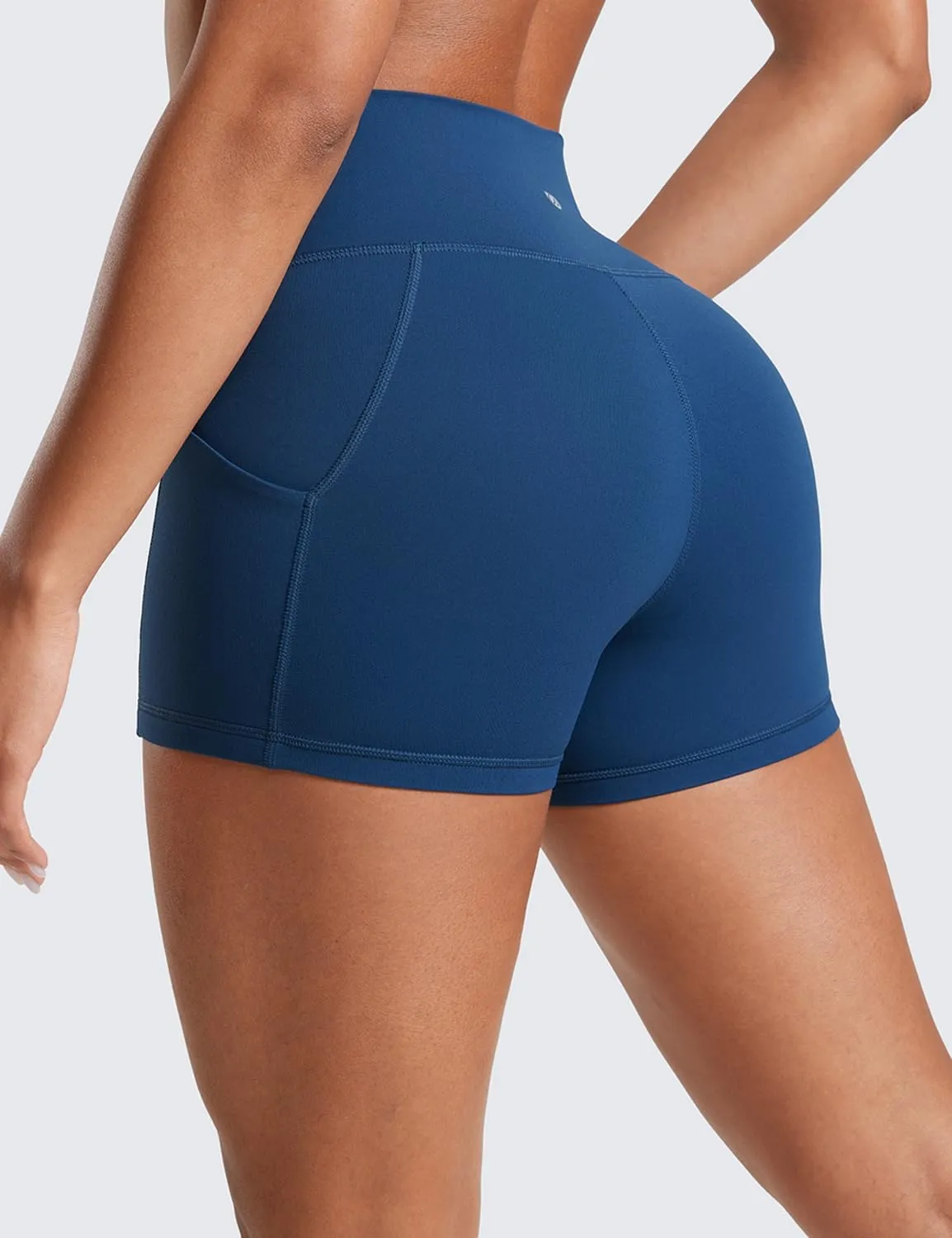 CRZ YOGA Womens Butterluxe Biker Shorts with Pockets 3 Inches - High Waisted Volleyball Workout Athletic Yoga