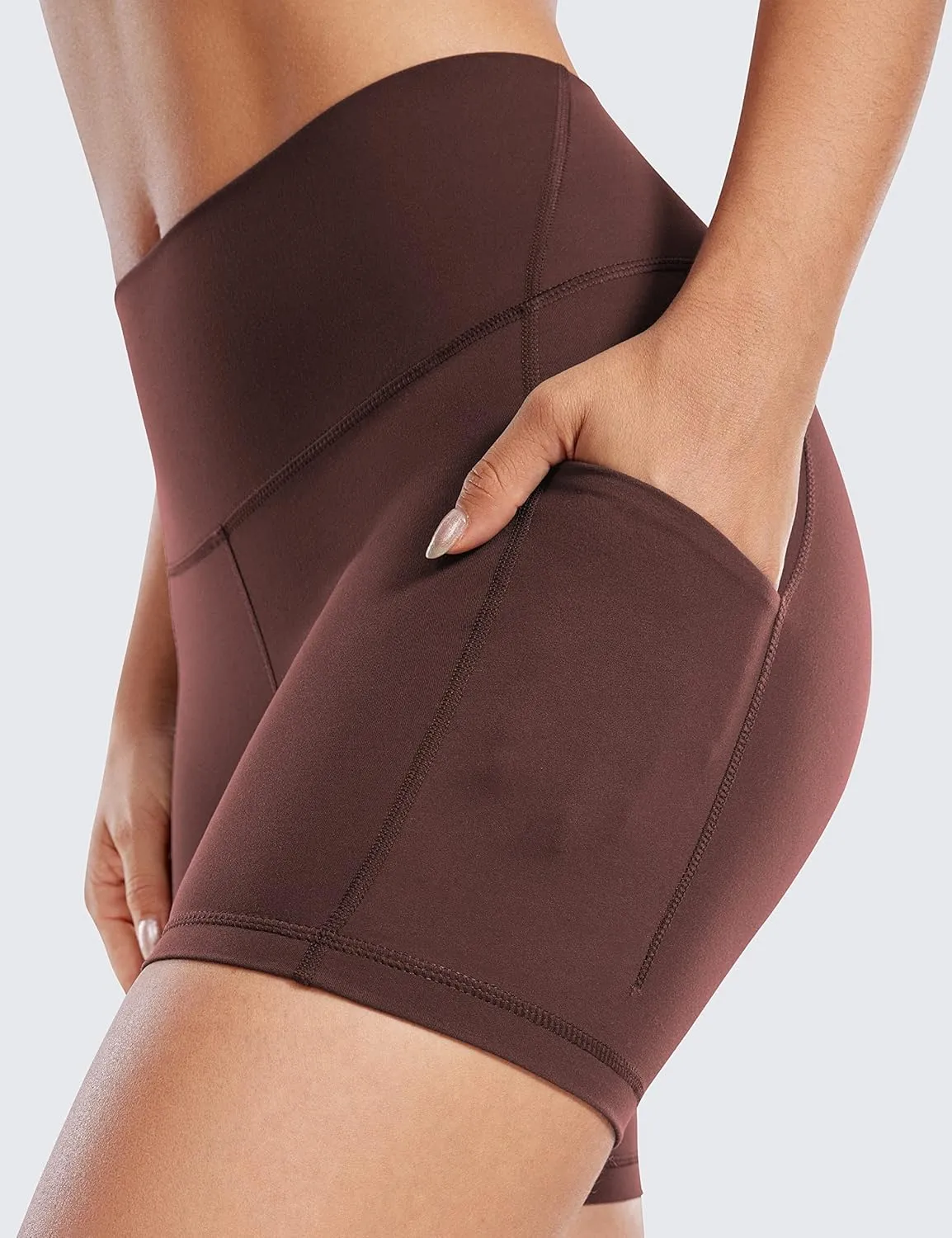 CRZ YOGA Womens Butterluxe Biker Shorts with Pockets 5 Inches - High Waisted Volleyball Workout Athletic Yoga
