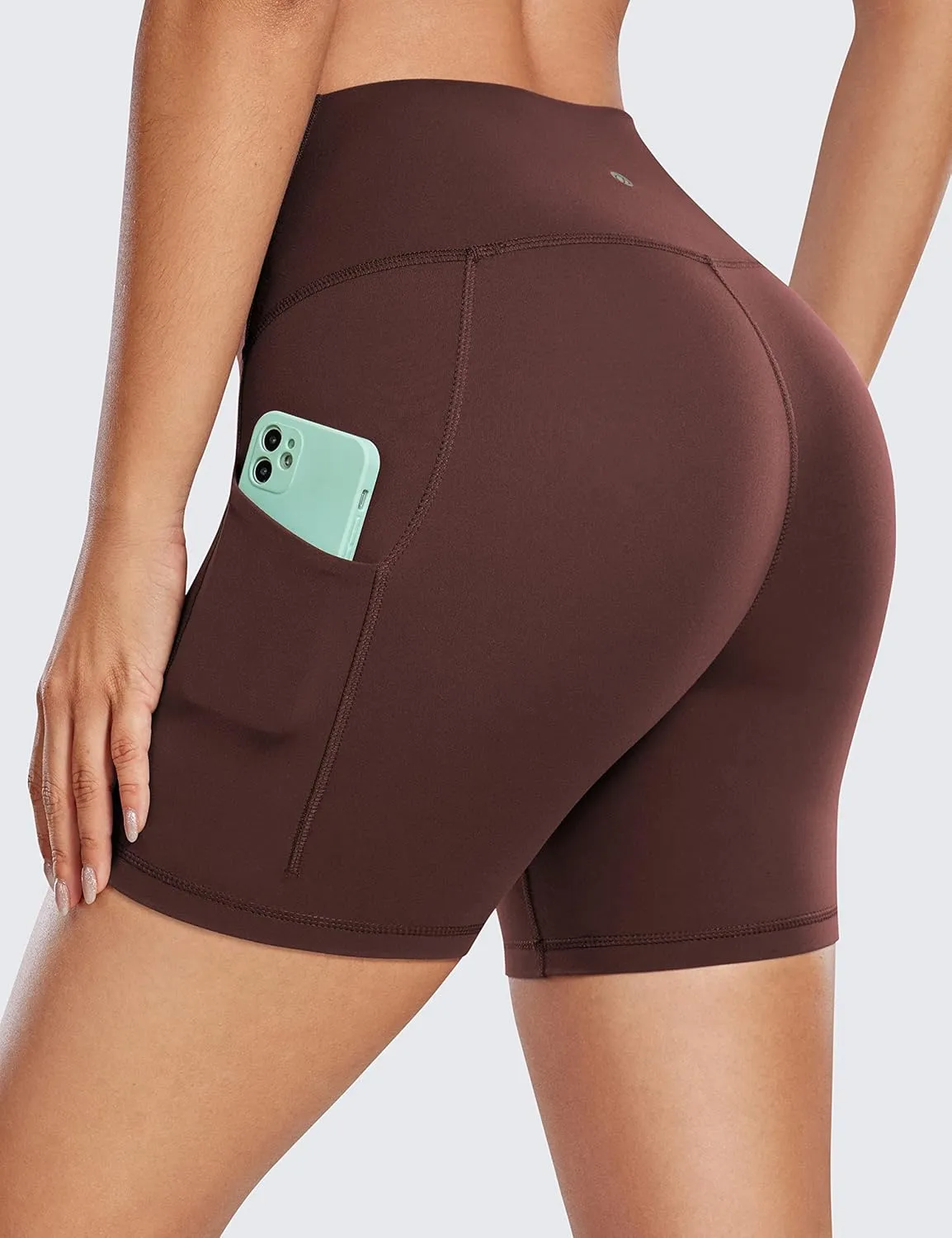 CRZ YOGA Womens Butterluxe Biker Shorts with Pockets 5 Inches - High Waisted Volleyball Workout Athletic Yoga