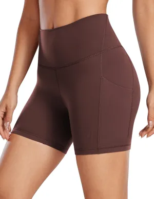 CRZ YOGA Womens Butterluxe Biker Shorts with Pockets 5 Inches - High Waisted Volleyball Workout Athletic Yoga