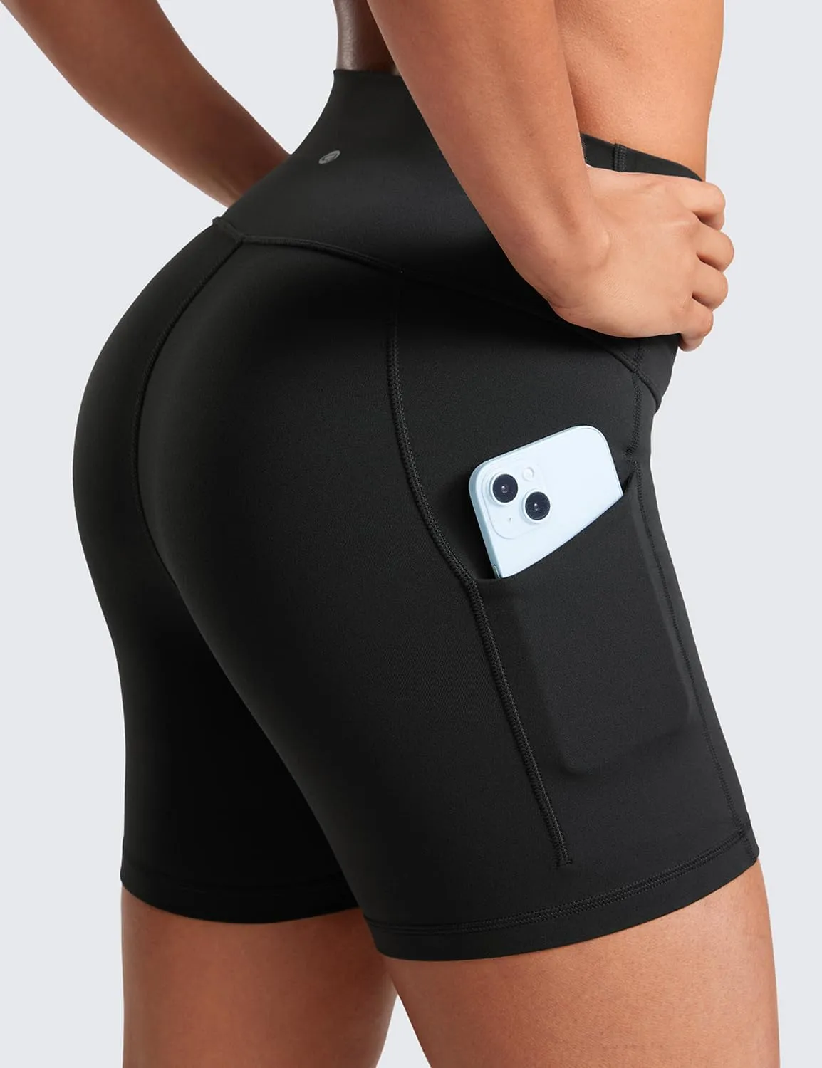 CRZ YOGA Womens Butterluxe Biker Shorts with Pockets 5 Inches - High Waisted Volleyball Workout Athletic Yoga