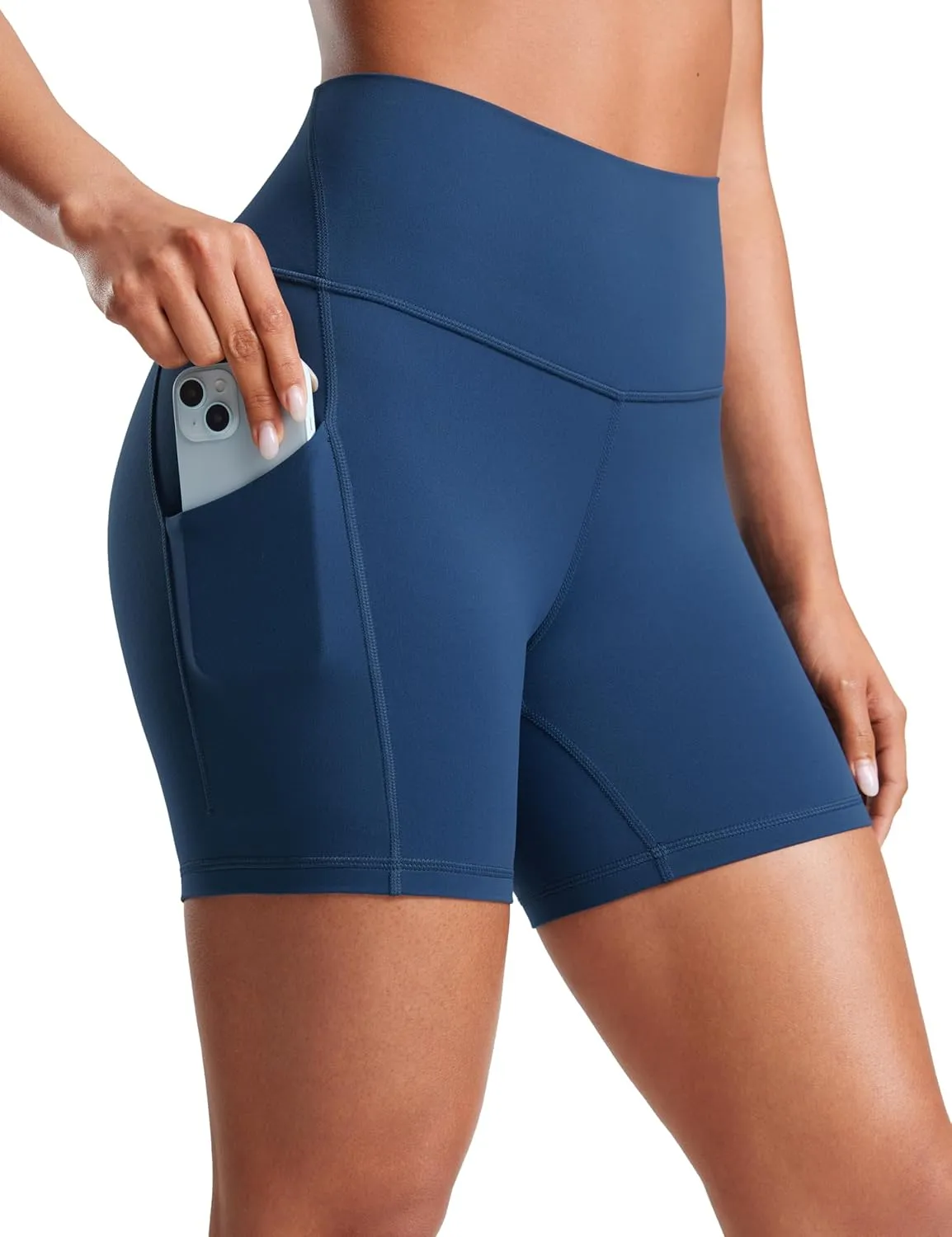 CRZ YOGA Womens Butterluxe Biker Shorts with Pockets 5 Inches - High Waisted Volleyball Workout Athletic Yoga