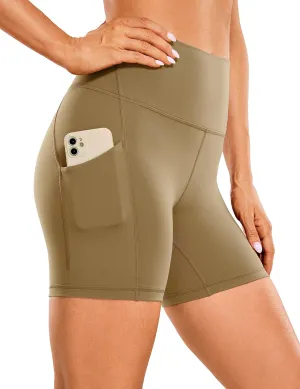 CRZ YOGA Womens Butterluxe Biker Shorts with Pockets 5 Inches - High Waisted Volleyball Workout Athletic Yoga