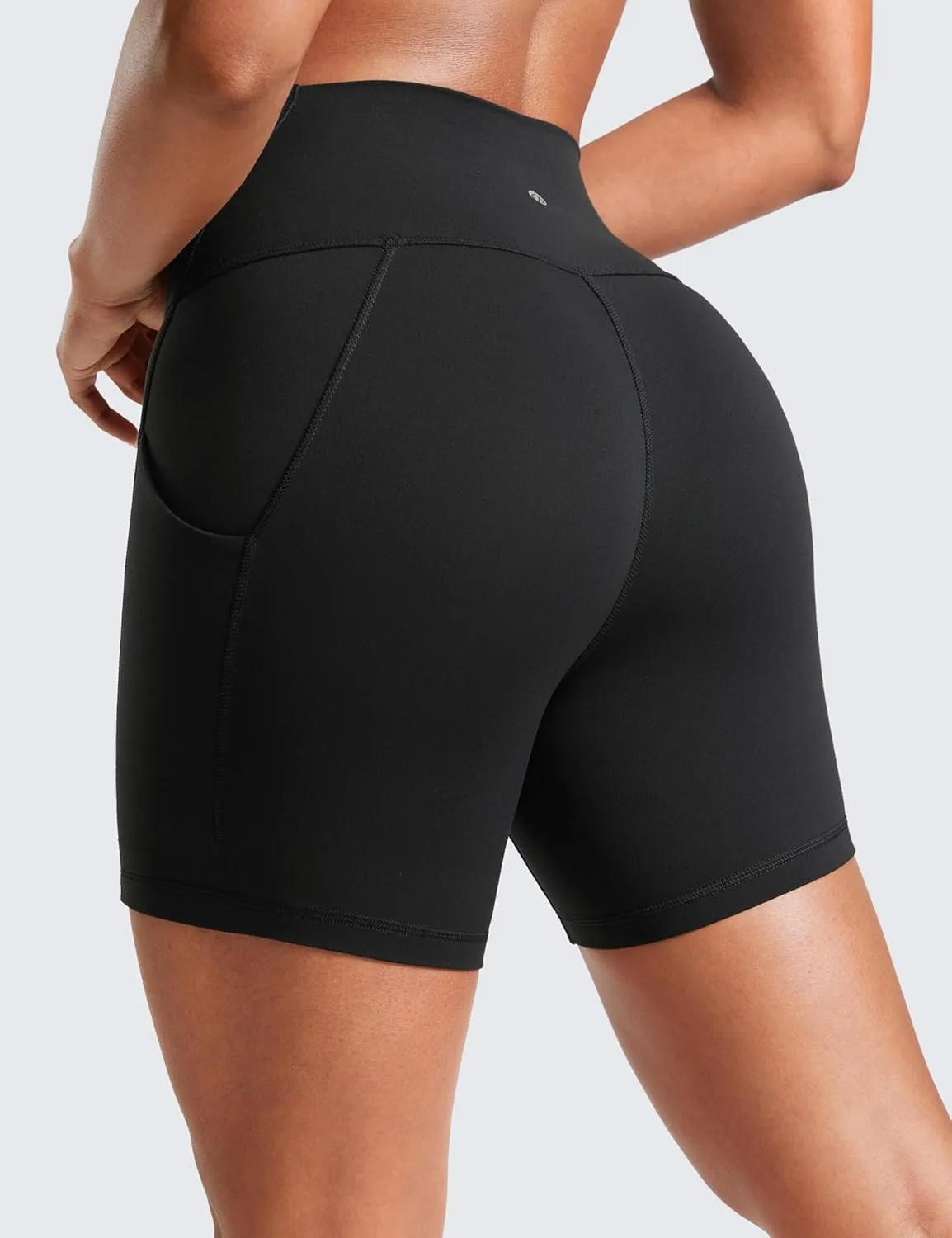 CRZ YOGA Womens Butterluxe Biker Shorts with Pockets 5 Inches - High Waisted Volleyball Workout Athletic Yoga