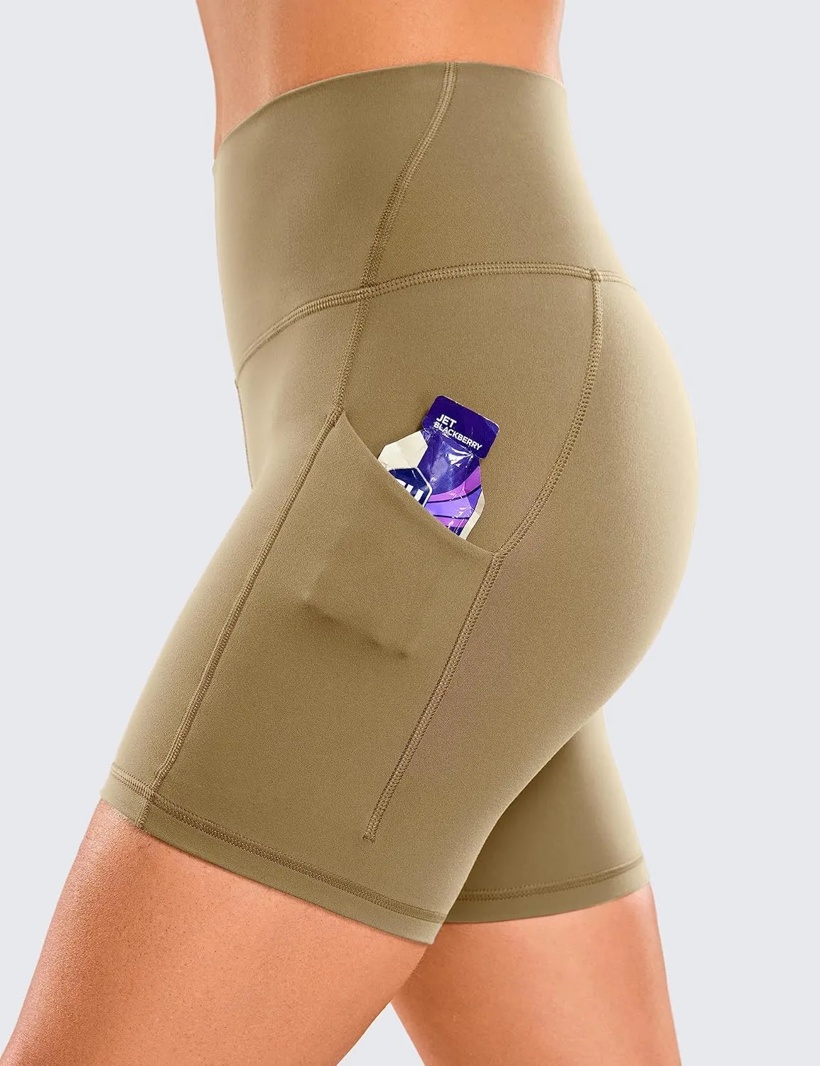 CRZ YOGA Womens Butterluxe Biker Shorts with Pockets 5 Inches - High Waisted Volleyball Workout Athletic Yoga