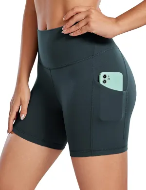 CRZ YOGA Womens Butterluxe Biker Shorts with Pockets 5 Inches - High Waisted Volleyball Workout Athletic Yoga
