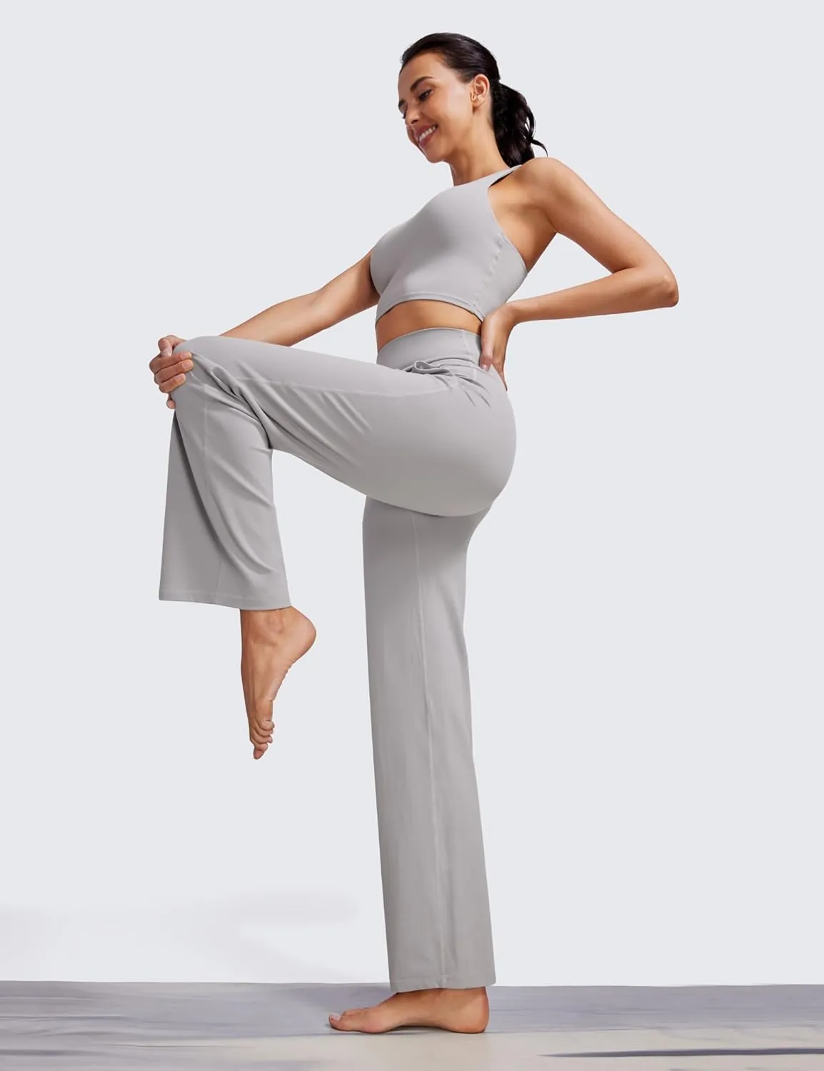 CRZ YOGA Womens Butterluxe High Waist Wide Leg Pants with Pockets 31" - Buttery Soft Comfy Casual Yoga Lounge