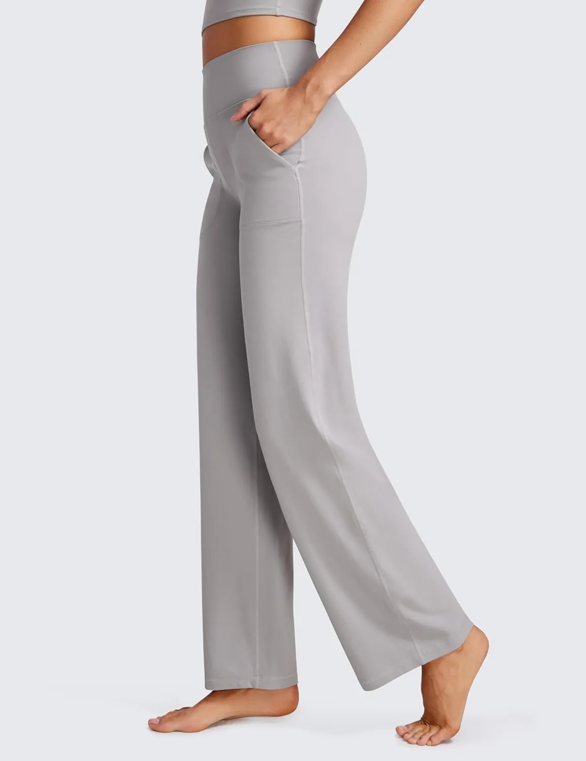 CRZ YOGA Womens Butterluxe High Waist Wide Leg Pants with Pockets 31" - Buttery Soft Comfy Casual Yoga Lounge