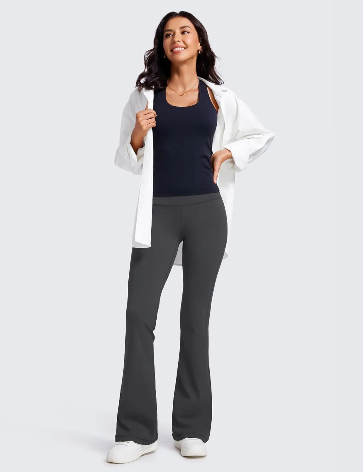 CRZ YOGA Womens Butterluxe Low Rise Flare Leggings 32" - Bootcut Yoga Pants with Pocket Wide Leg Buttery Soft Lounge Casual