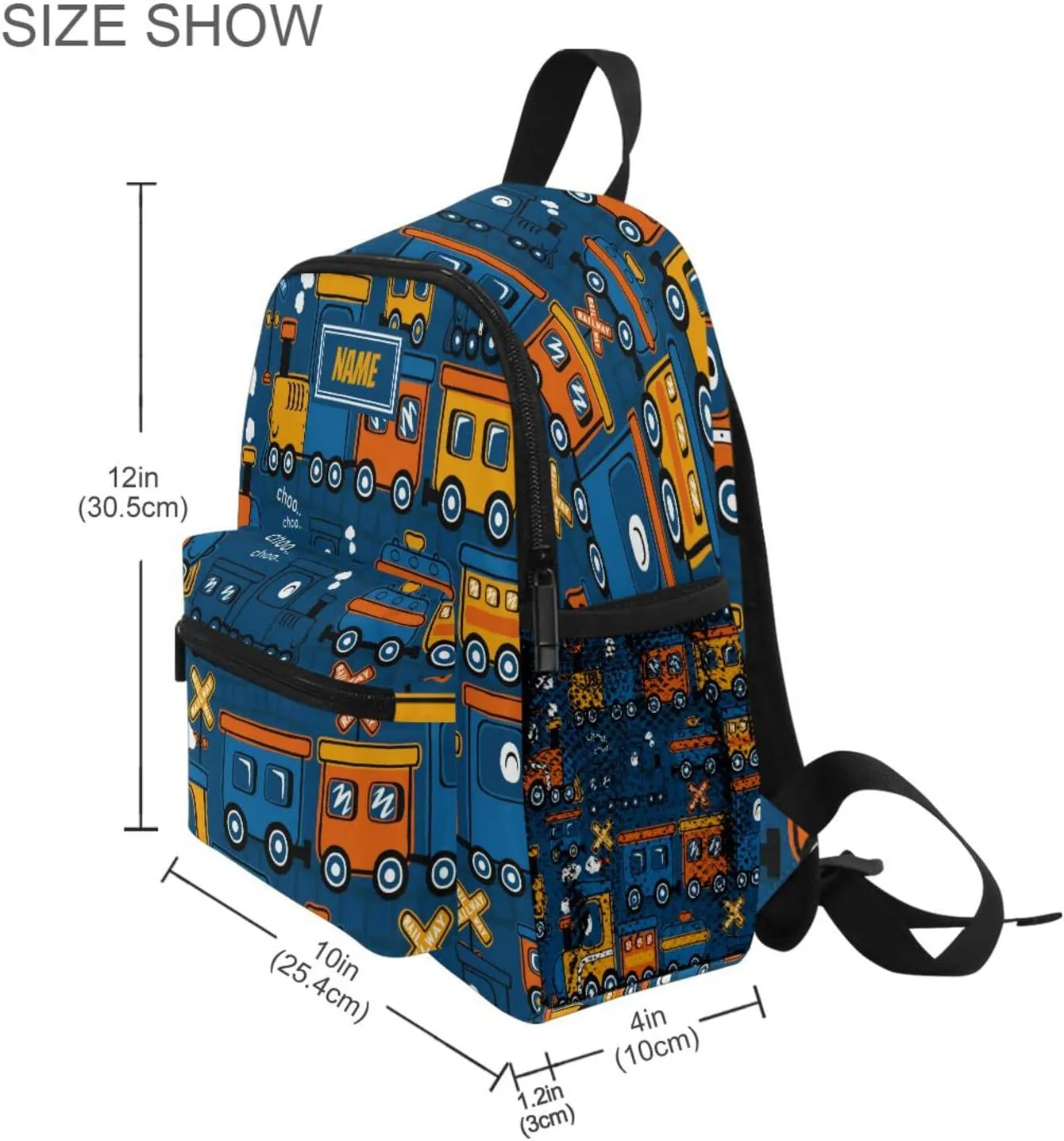 Custom Toddler Backpack for Boy's/Girl's, Add Name Here Made Personalized Children Kindergarten School Book Bag Funny Steam Train S