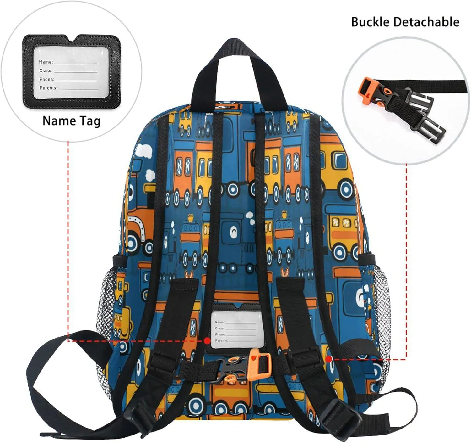 Custom Toddler Backpack for Boy's/Girl's, Add Name Here Made Personalized Children Kindergarten School Book Bag Funny Steam Train S