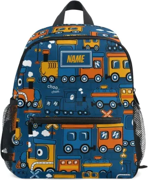 Custom Toddler Backpack for Boy's/Girl's, Add Name Here Made Personalized Children Kindergarten School Book Bag Funny Steam Train S