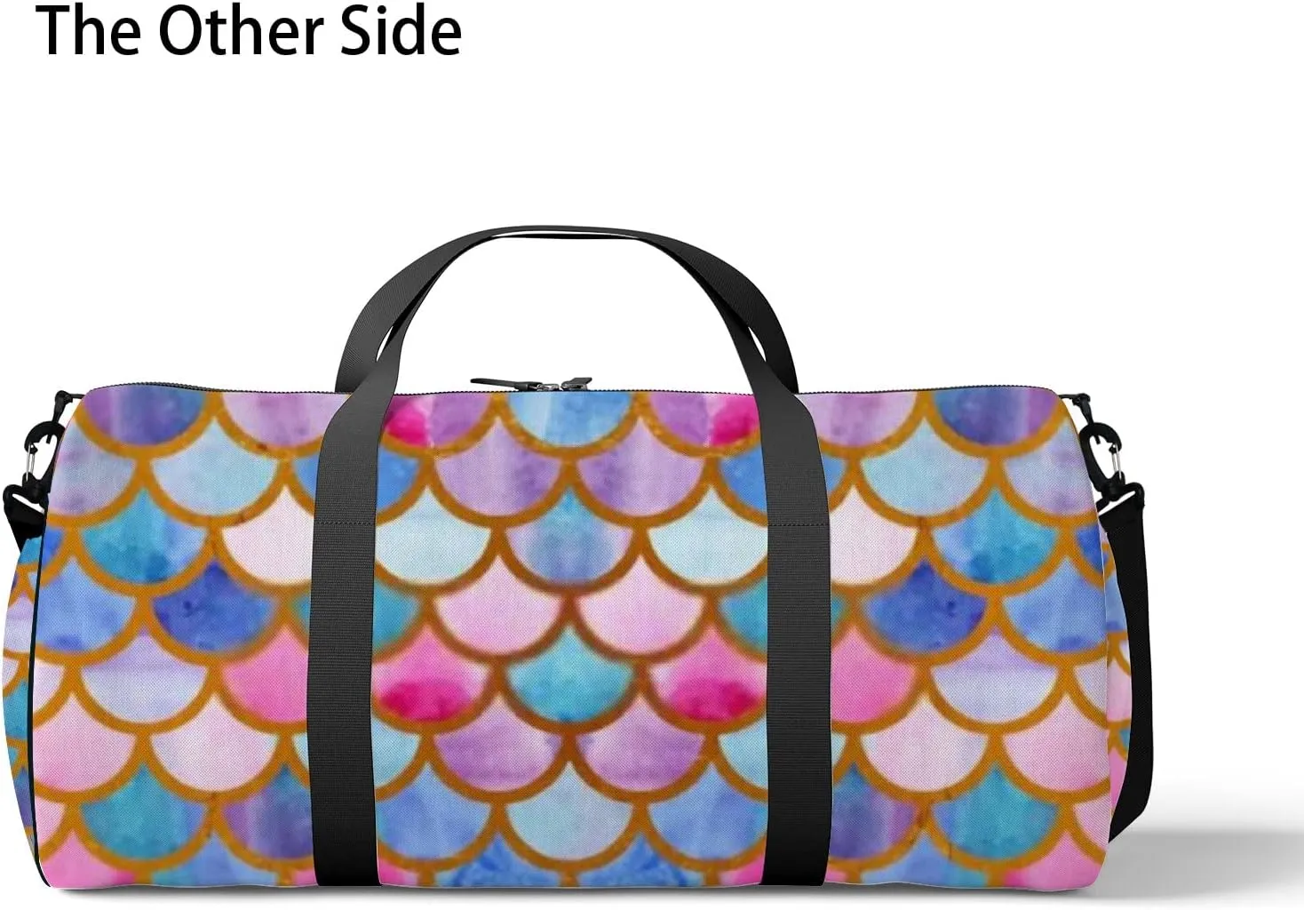 Cute Beautiful Rainbow Mermaid Scales Sports Bag Tote Bag Waterproof Gym Bag with Shoulder Strap Zipper 2 Side Pockets for Men and Women, Travel and Storage Shoulder Bag.