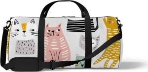 Cute Kawaii Colorful Cats Sports Bag Tote Bag Waterproof Gym Bag with Shoulder Strap Zipper 2 Side Pockets for Men and Women, Travel and Storage Shoulder Bag.