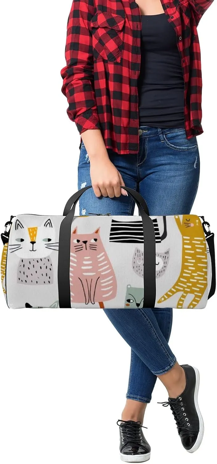 Cute Kawaii Colorful Cats Sports Bag Tote Bag Waterproof Gym Bag with Shoulder Strap Zipper 2 Side Pockets for Men and Women, Travel and Storage Shoulder Bag.