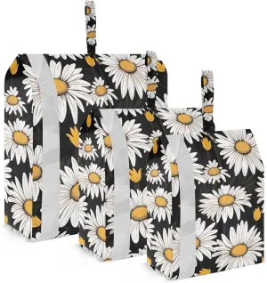 Daisy Travel Storage Bag with Lanyard - Portable Lightweight Classified Storage Bag with Zipper, Dust and Waterproof Travel Packing Cube for Suitcase,3 Pieces