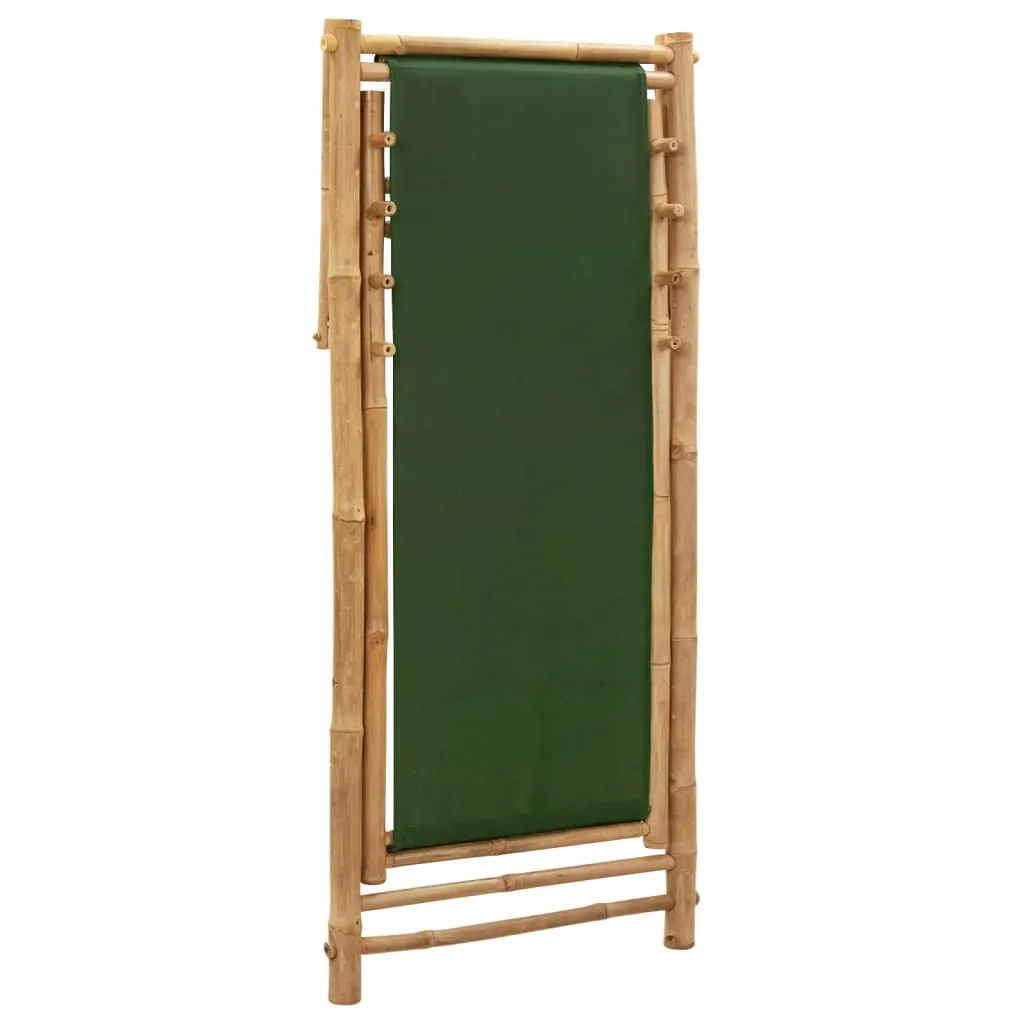 Deck Chair Patio Sling Chair for Balcony Deck Porch Bamboo and Canvas