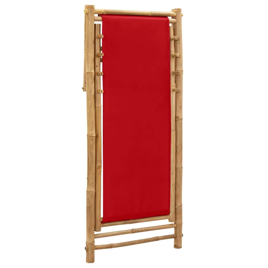 Deck Chair Patio Sling Chair for Balcony Deck Porch Bamboo and Canvas