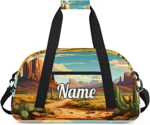 Desert in Bloom Cactus Custom Sports Gym Bag Personalized Dance Bag Teens Travel Weekender Overnight Carry On Bag Boys Girls Waterproof
