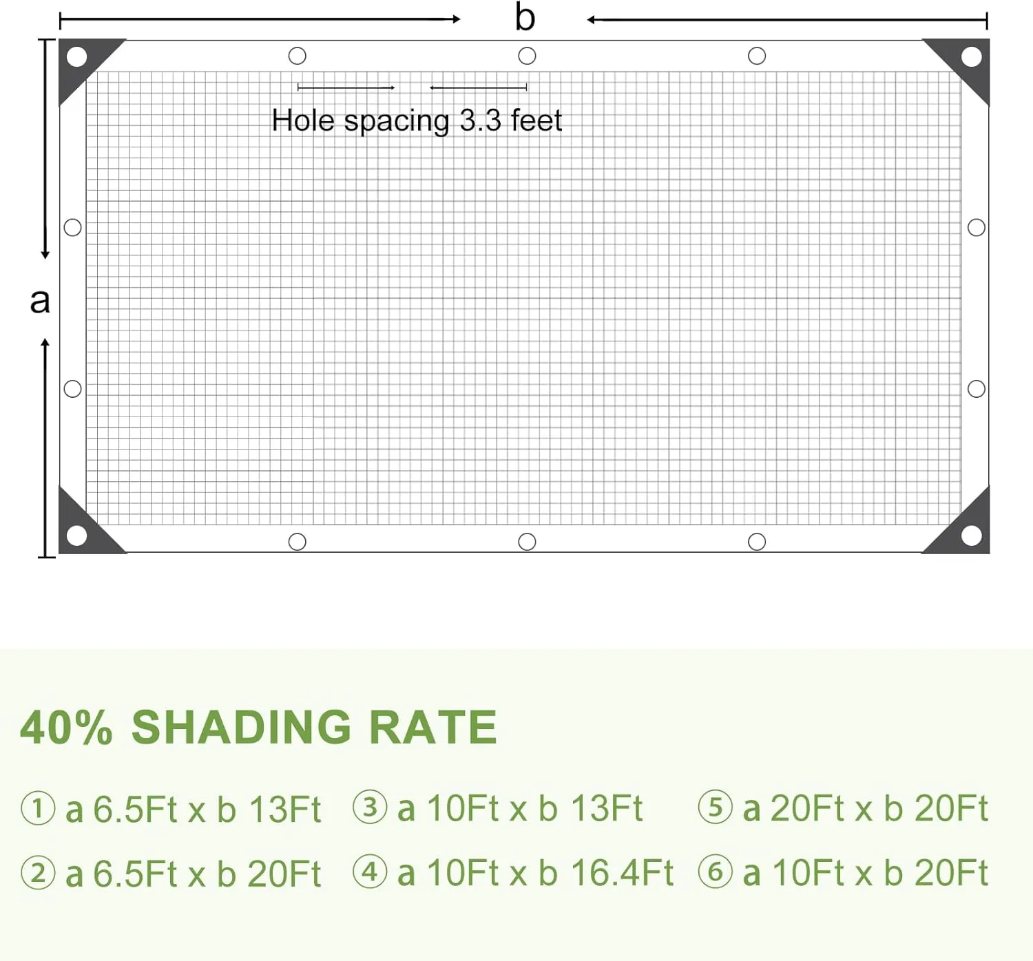 DGSL 40% Shade Cloth Greenhouse Shade Cover with Grommets - 6.5Ft x 13Ft Mesh Tarp for Pergola, Patio Plants, Chicken Coop, Garden, Outdoor, Backyard