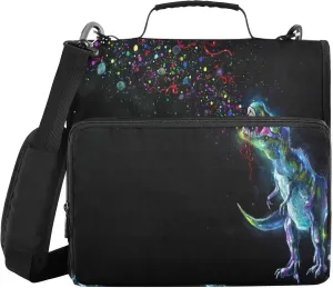 Dinosaurs Emitting Rainbow Party Binder Bag 3 Ring Binder Trapper Keeper Zipper Binders Organizer for Office