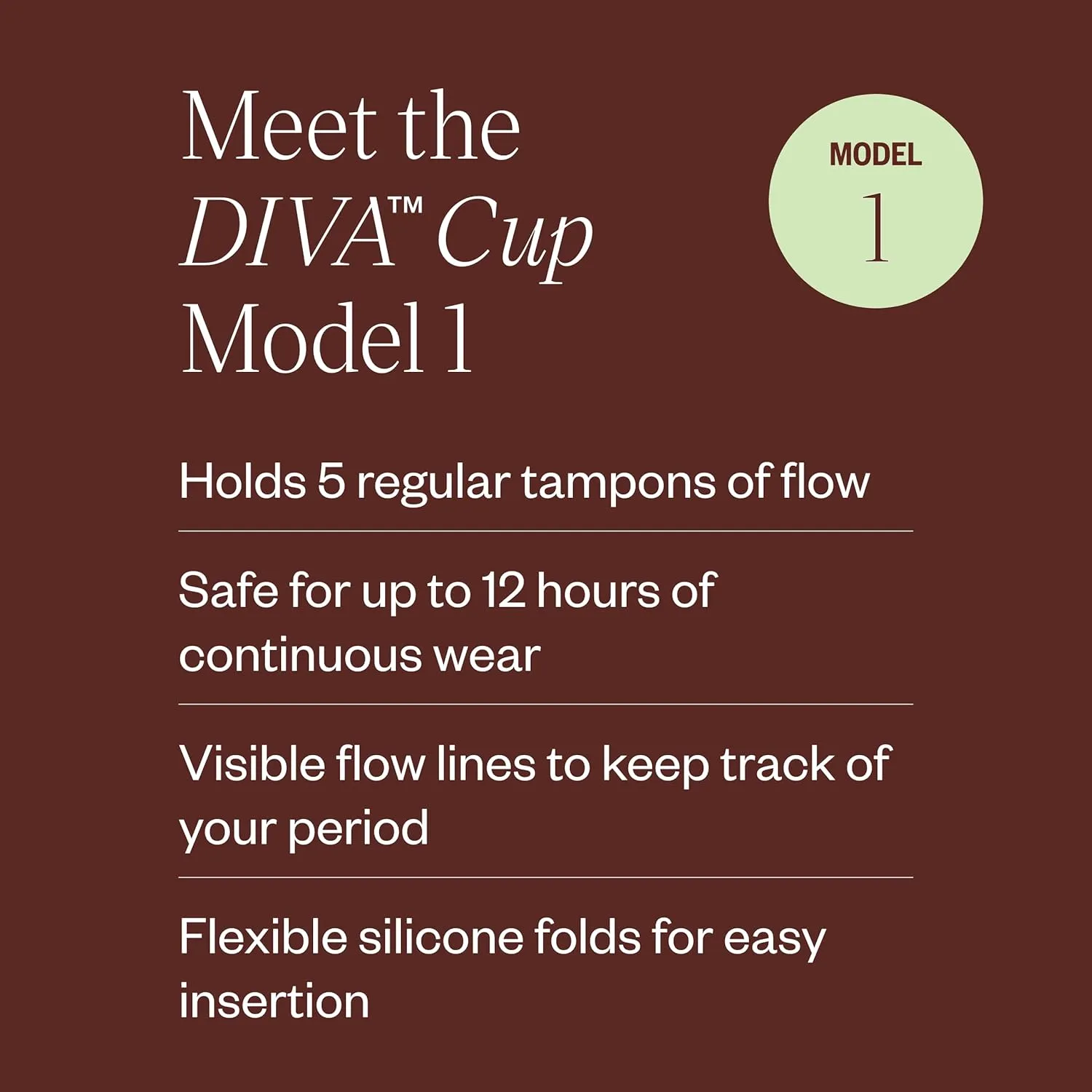 DIVA Reusable Period Underwear Cup Model 1 - Menstrual Underwear - Medical Grade Period Cup - Bikini, Black