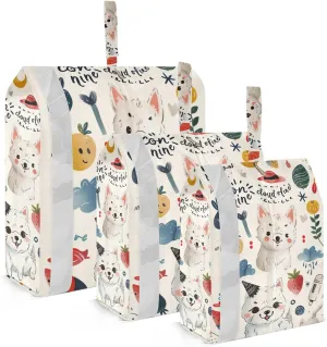 Dog Pattern Travel Storage Bag with Lanyard - Portable Lightweight Classified Storage Bag with Zipper, Dust and Waterproof Travel Packing Cube for Suitcase,3 Pieces