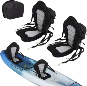 DOLLATE 2-Pack Kayak Seats, SUP Paddle Board Seats, Kayak Accessories, Luxury Padded Canoe Back Seat with Removable Storage Bag, 4 Adjustable Straps for Kayaking, Canoeing, Rafting, Fishing