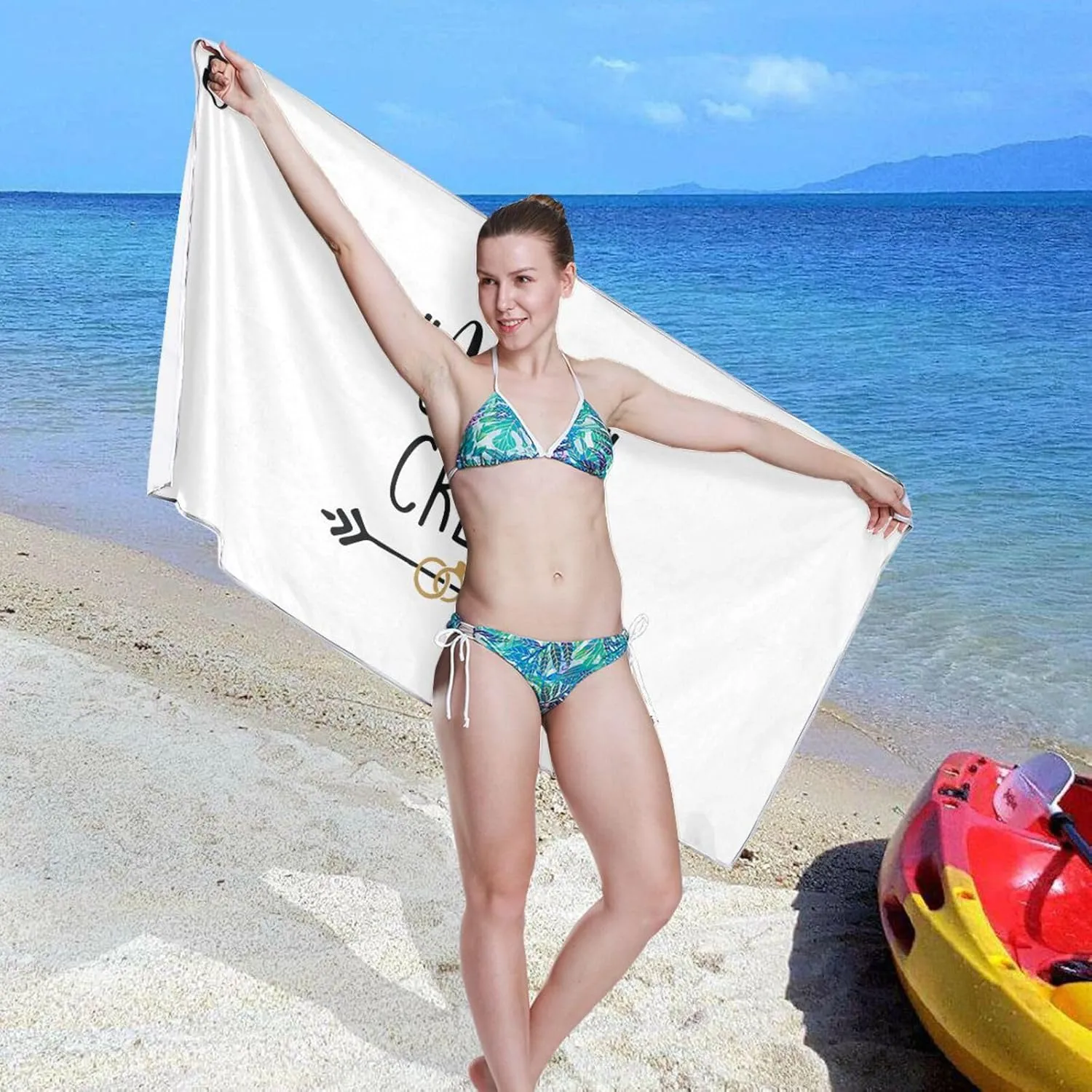 DOMIKING I Do Crew Microfiber Beach Towel Quick Dry Pool Towels with Storage Pouch Sandproof Beach Towel for Bachelorette Party Wedding 30x60in