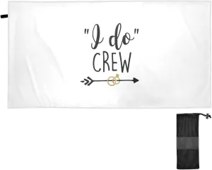 DOMIKING I Do Crew Microfiber Beach Towel Quick Dry Pool Towels with Storage Pouch Sandproof Beach Towel for Bachelorette Party Wedding 30x60in