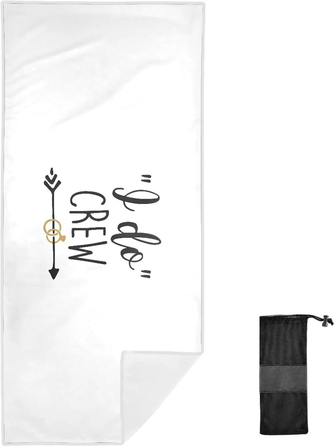 DOMIKING I Do Crew Microfiber Beach Towel Quick Dry Pool Towels with Storage Pouch Sandproof Beach Towel for Bachelorette Party Wedding 30x60in