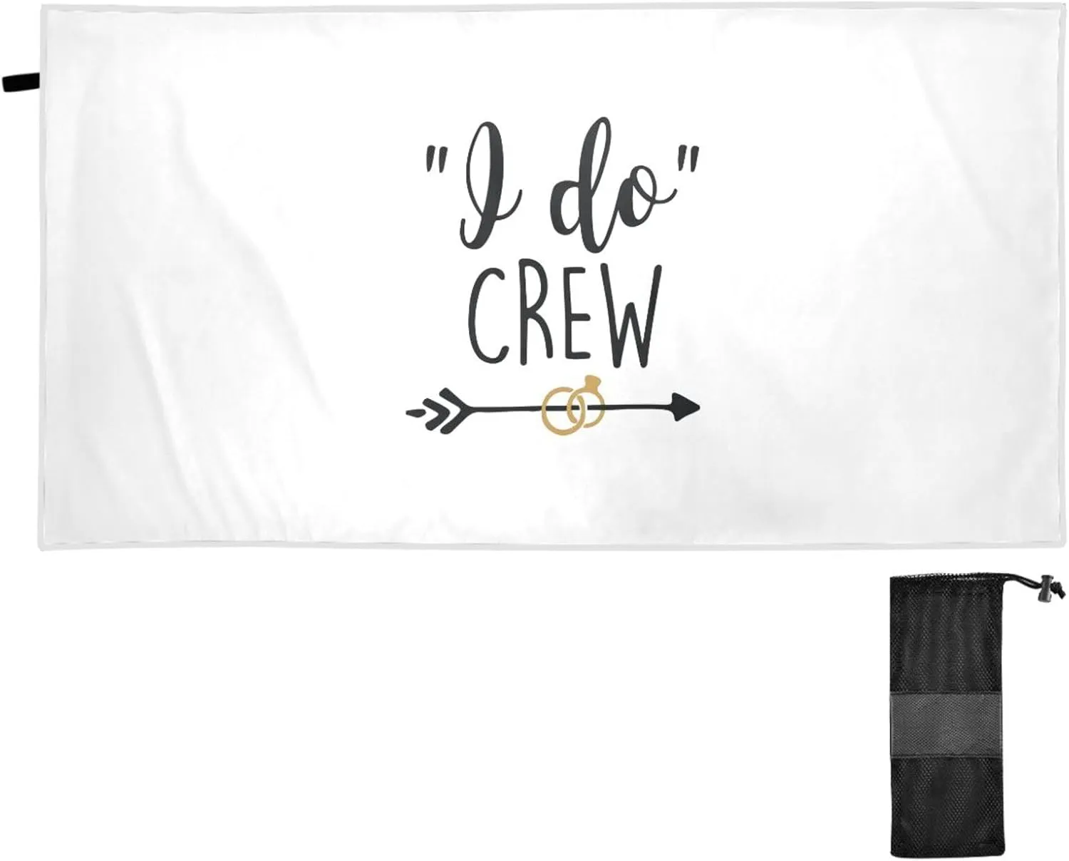 DOMIKING I Do Crew Microfiber Beach Towel Quick Dry Pool Towels with Storage Pouch Sandproof Beach Towel for Bachelorette Party Wedding 30x60in