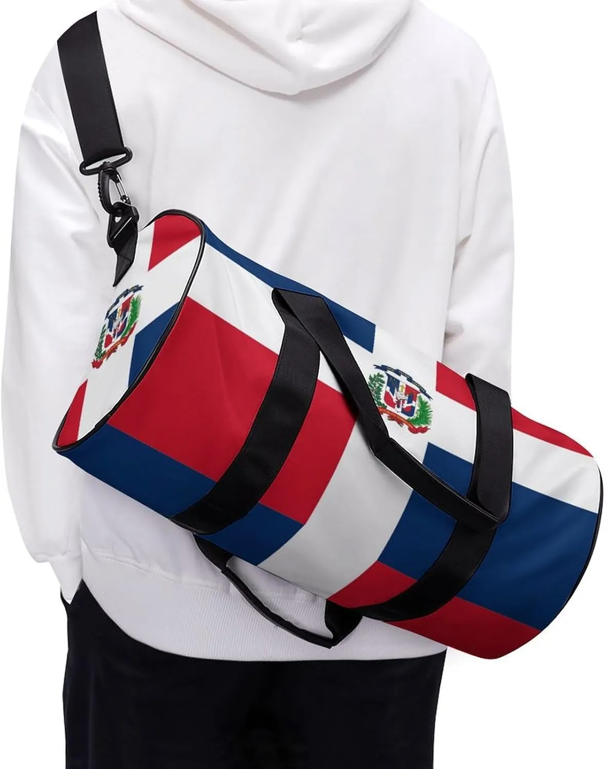 Dominican Flag Large Duffel Bag Dry Wet Separation for Men Women Sports Travel Tote