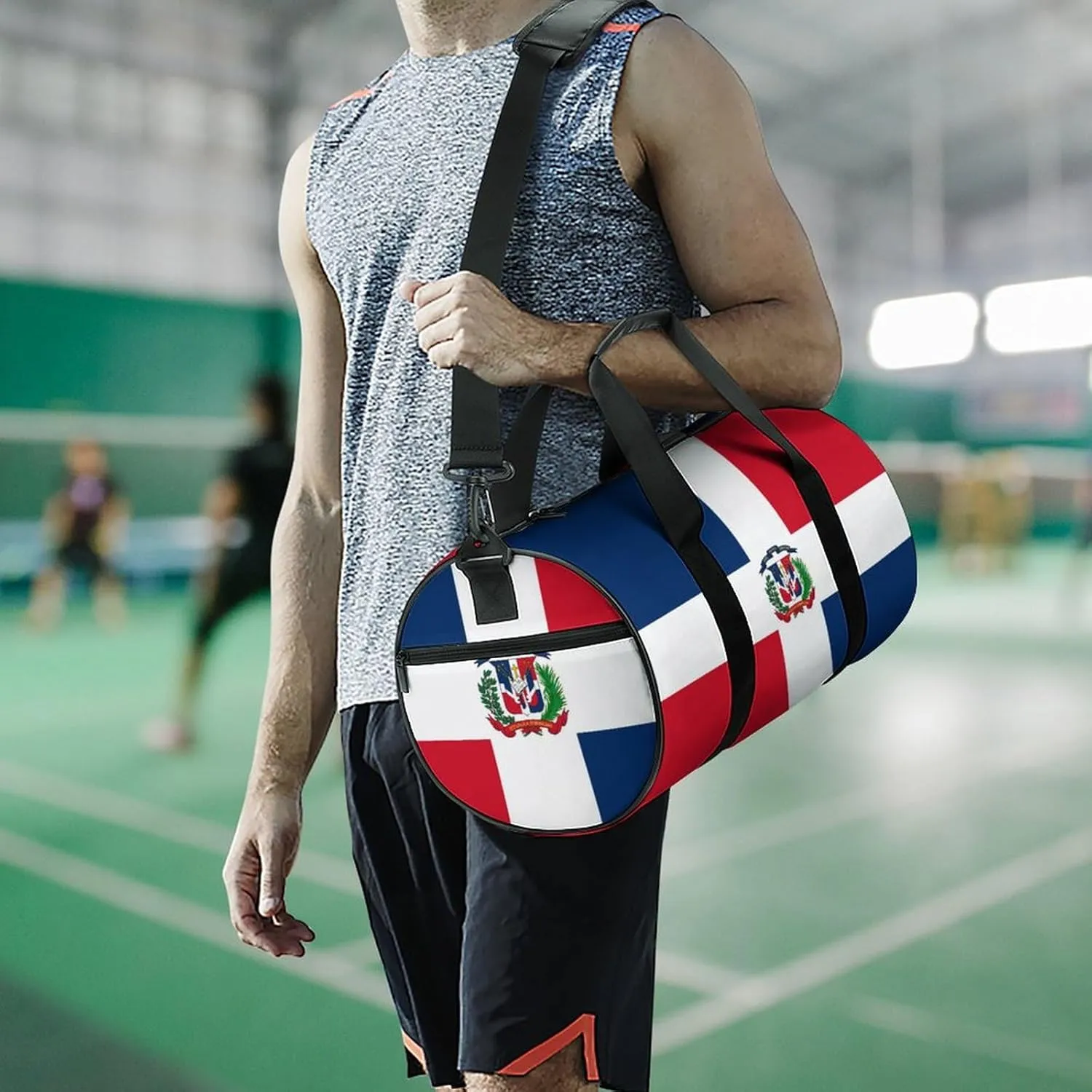 Dominican Flag Large Duffel Bag Dry Wet Separation for Men Women Sports Travel Tote