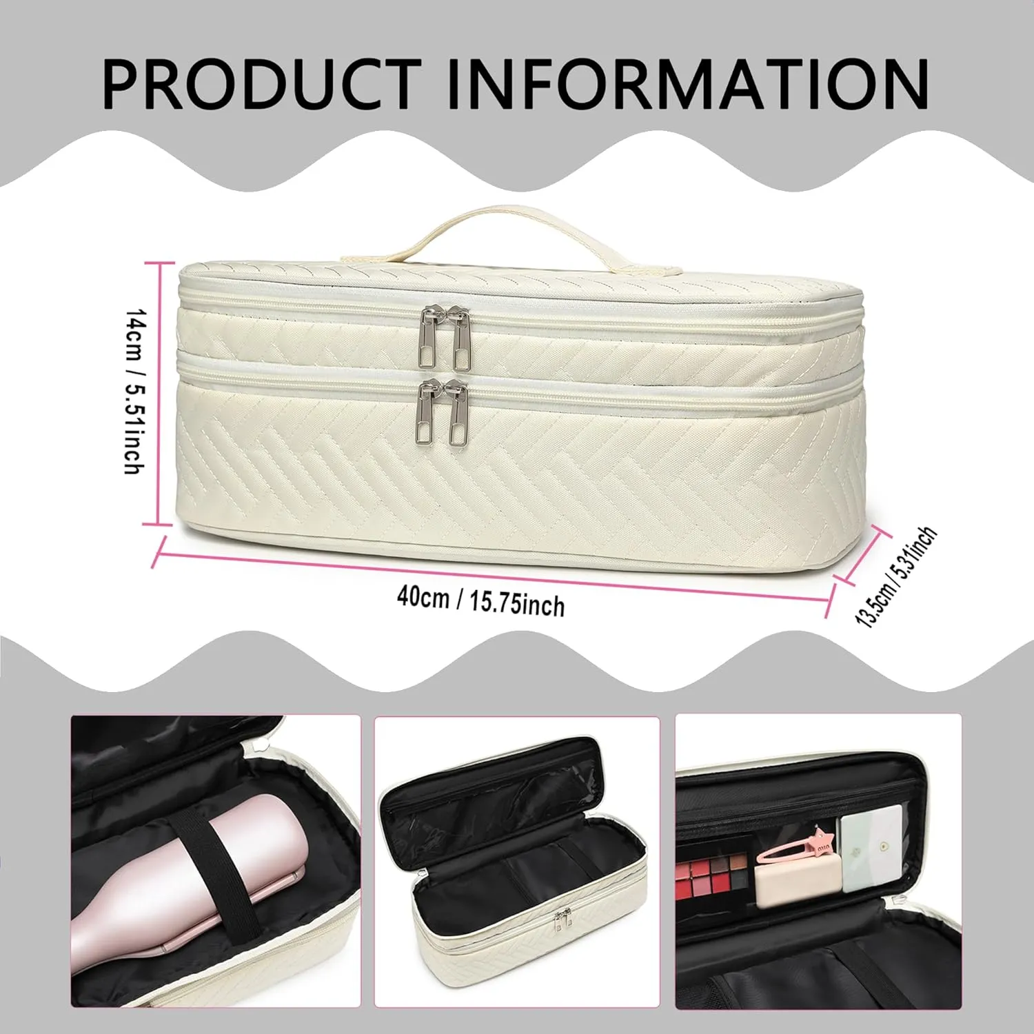 Double-Layer Carrying Case Apply to Revlon One-Step Hair Dryer, Travel Bag for Hair Volumizer/Styler,Water Resistant Storage Organizer Box,Compatible with FlexStyle Attachment (Bag Only)