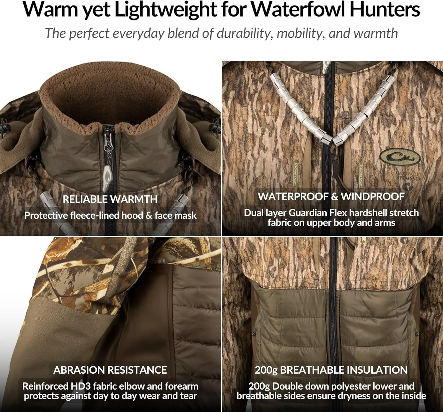 Drake Waterfowl® LST Guardian Flex™ Double Down Eqwader™, Waterproof and Breathable Insulated Hunting Jacket