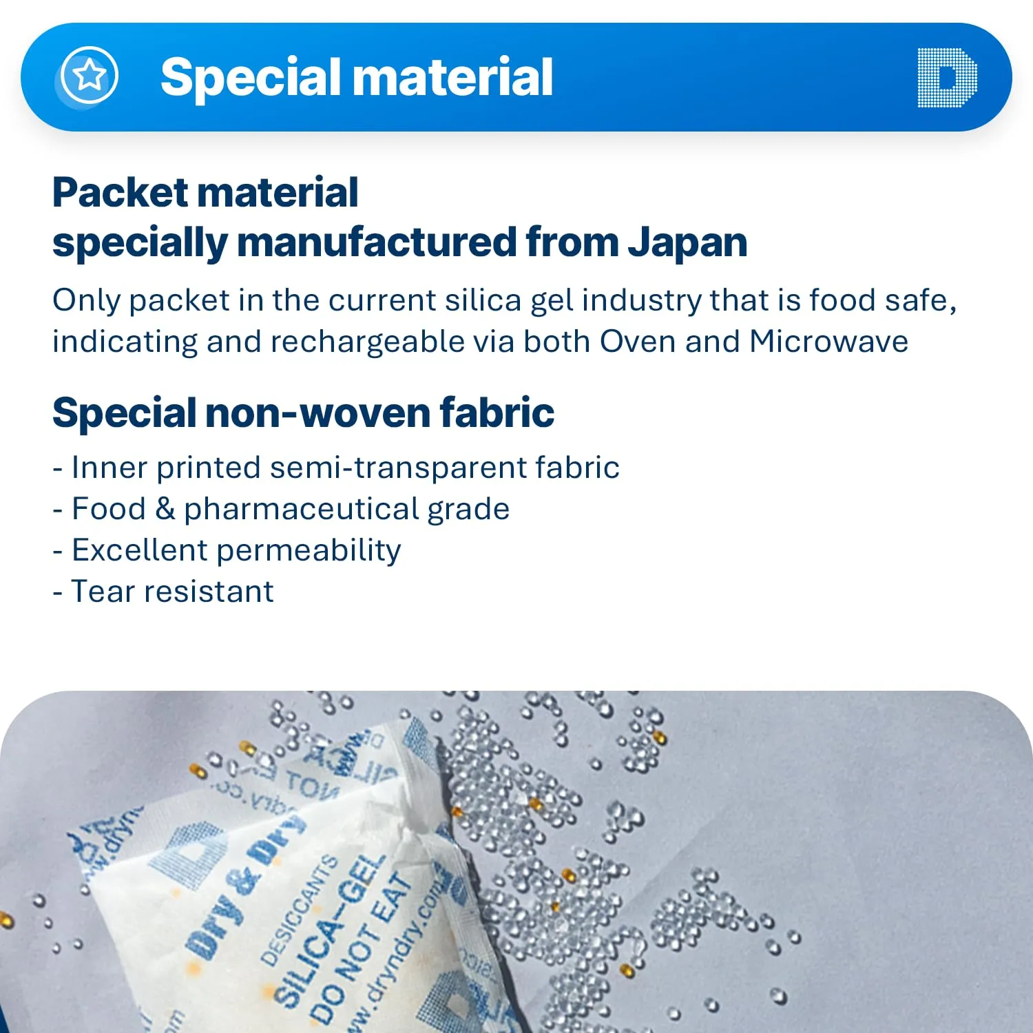 Dry & Dry 100 Gram [14 Packets] Orange Indicating Silica Gel Packets Desiccants - Food Safe Silica Packs, Silica Gel, Silica Packets, Desiccant Packs for Food Storage