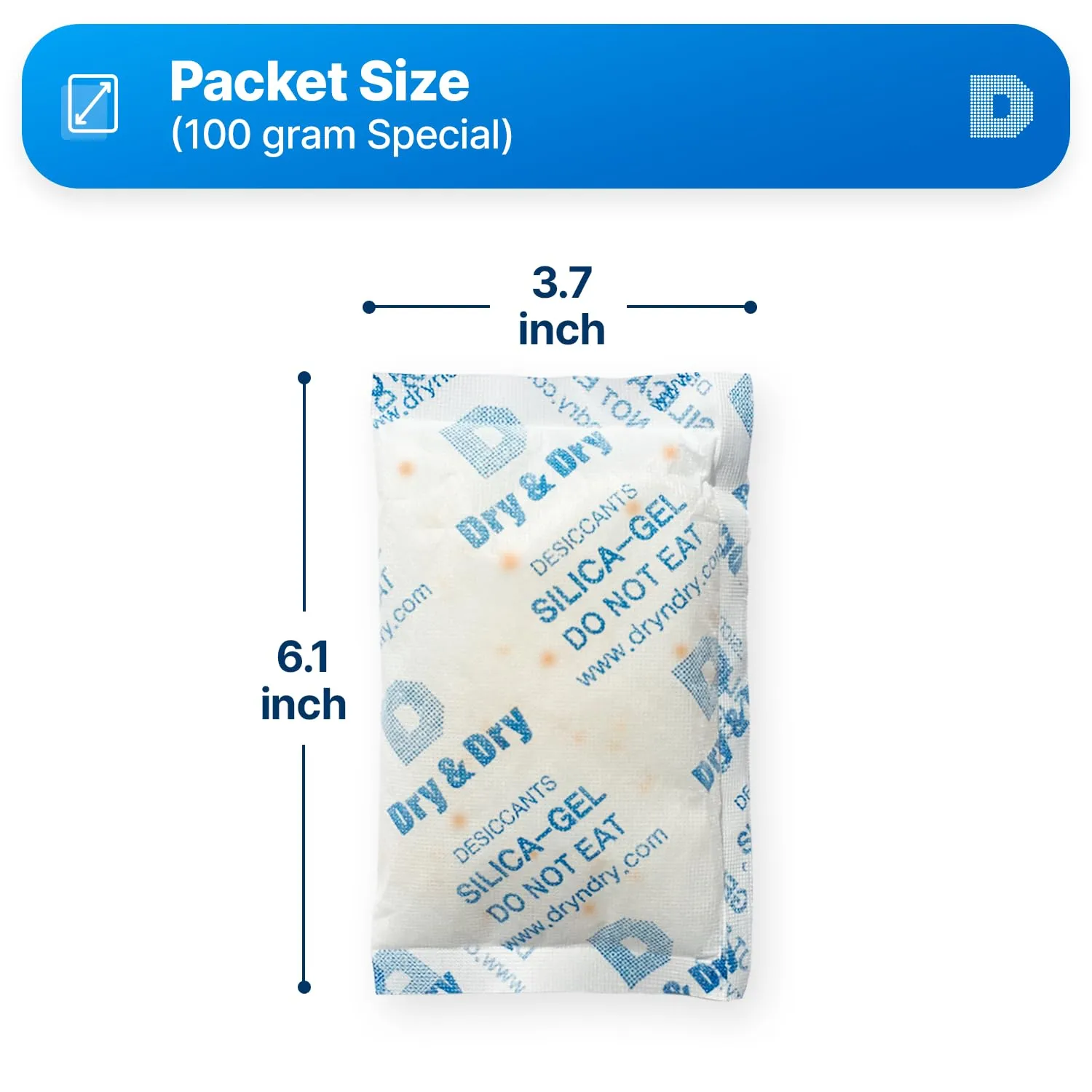 Dry & Dry 100 Gram [14 Packets] Orange Indicating Silica Gel Packets Desiccants - Food Safe Silica Packs, Silica Gel, Silica Packets, Desiccant Packs for Food Storage