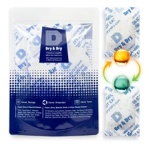 Dry & Dry 20 Gram [30 Packs] Orange Indicating(Orange to Dark Green) Mixed Silica Gel Packets - Food Safe Rechargeable Silica Packets Desiccants Silica Gel Packs Silica Gel Packets